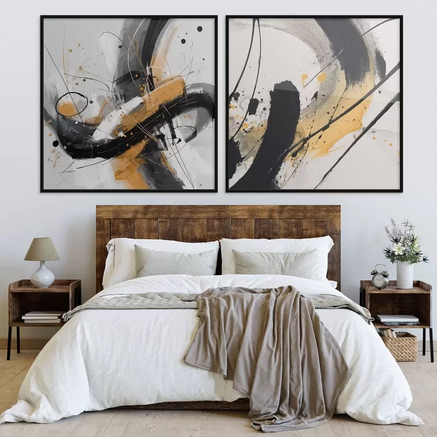 fototapet Expresie în tonuri de galben și negru d00739