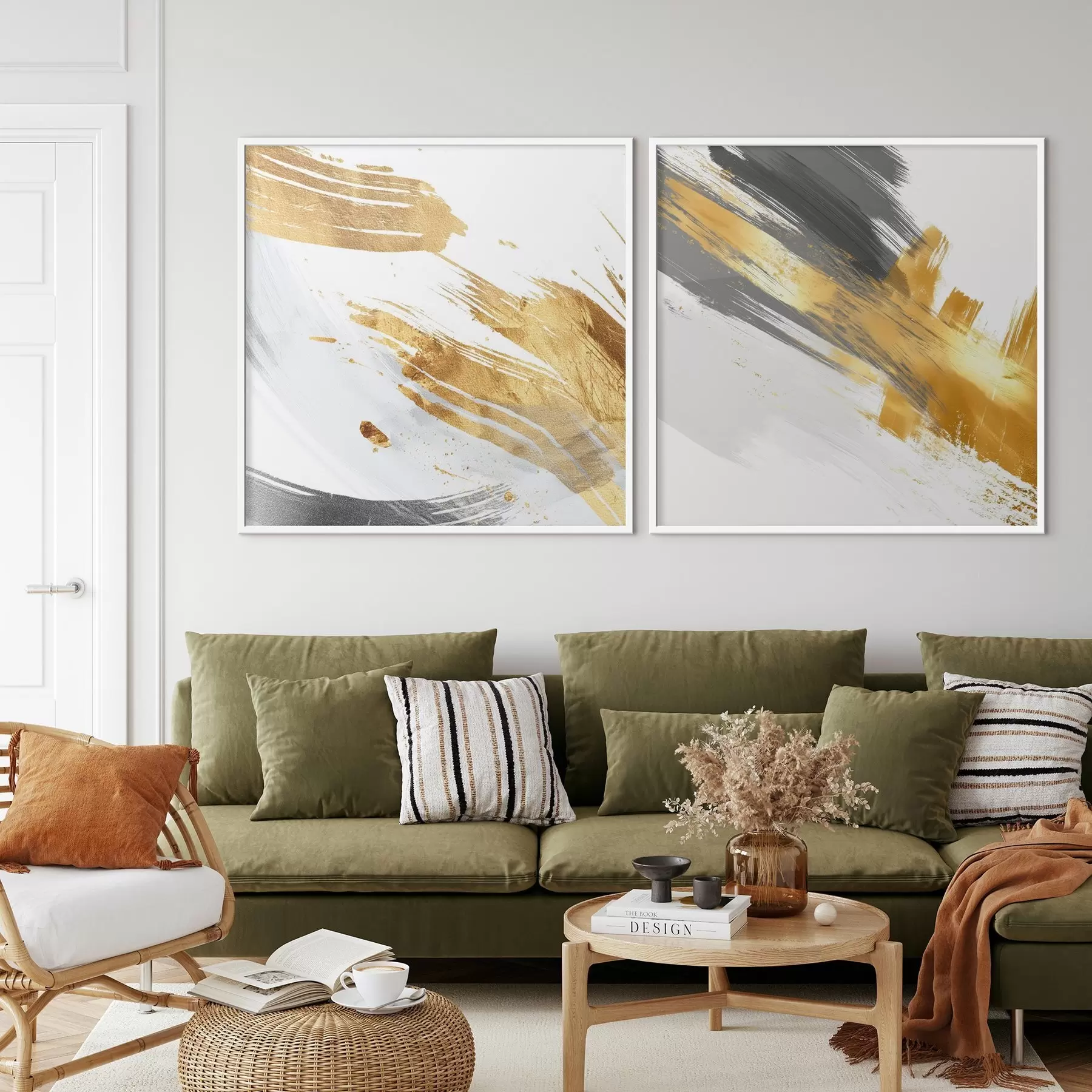 fototapet Abstracție dinamică cu linii galbene și gri d00748