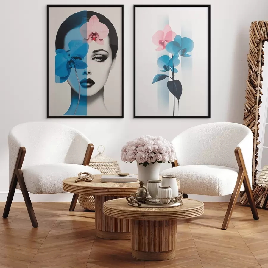 fototapet Portret abstract al unei femei cu orhidee d00818