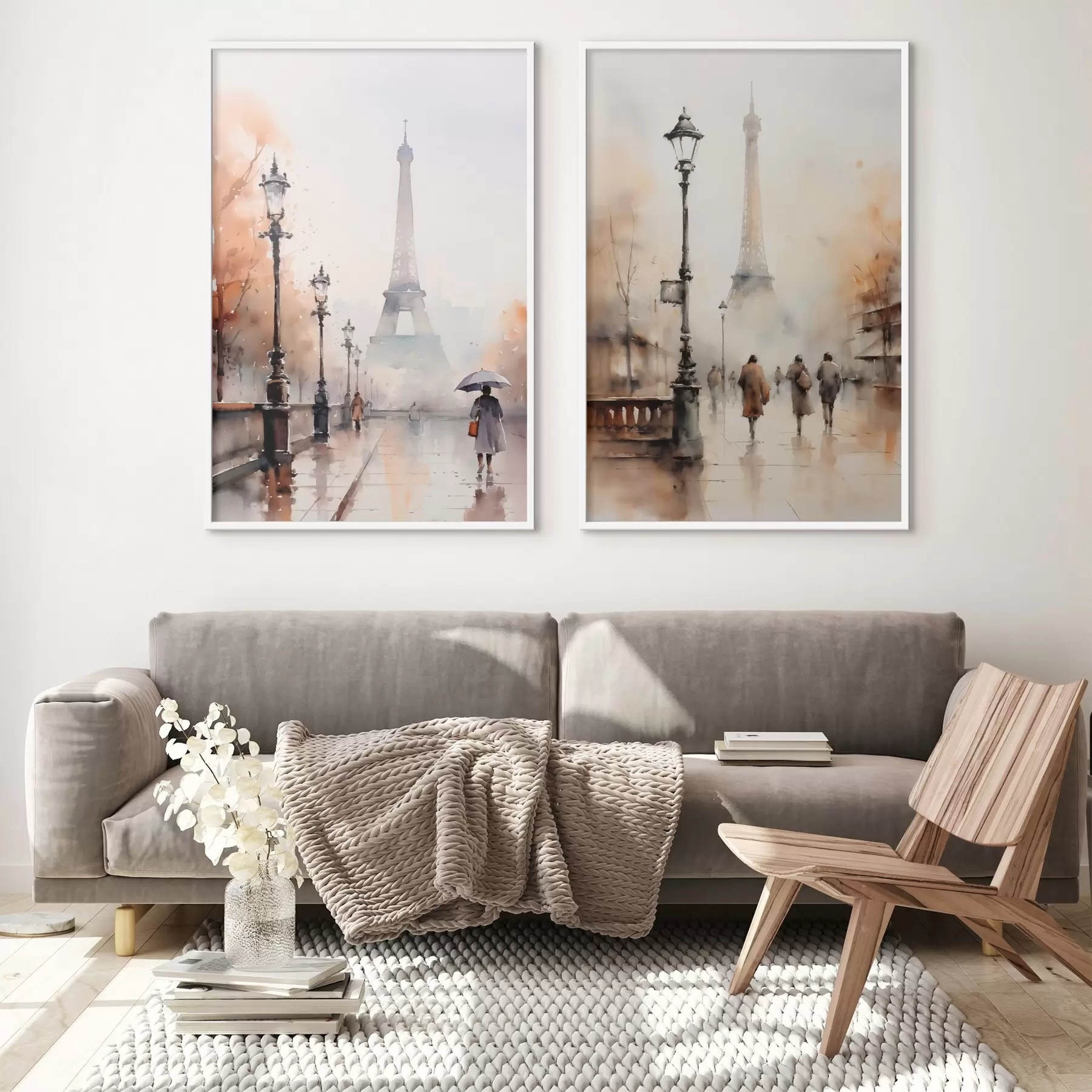 fototapet O zi ploioasă de toamnă în Paris, cu Turnul Eiffel în fundal și felinare vintage d00821