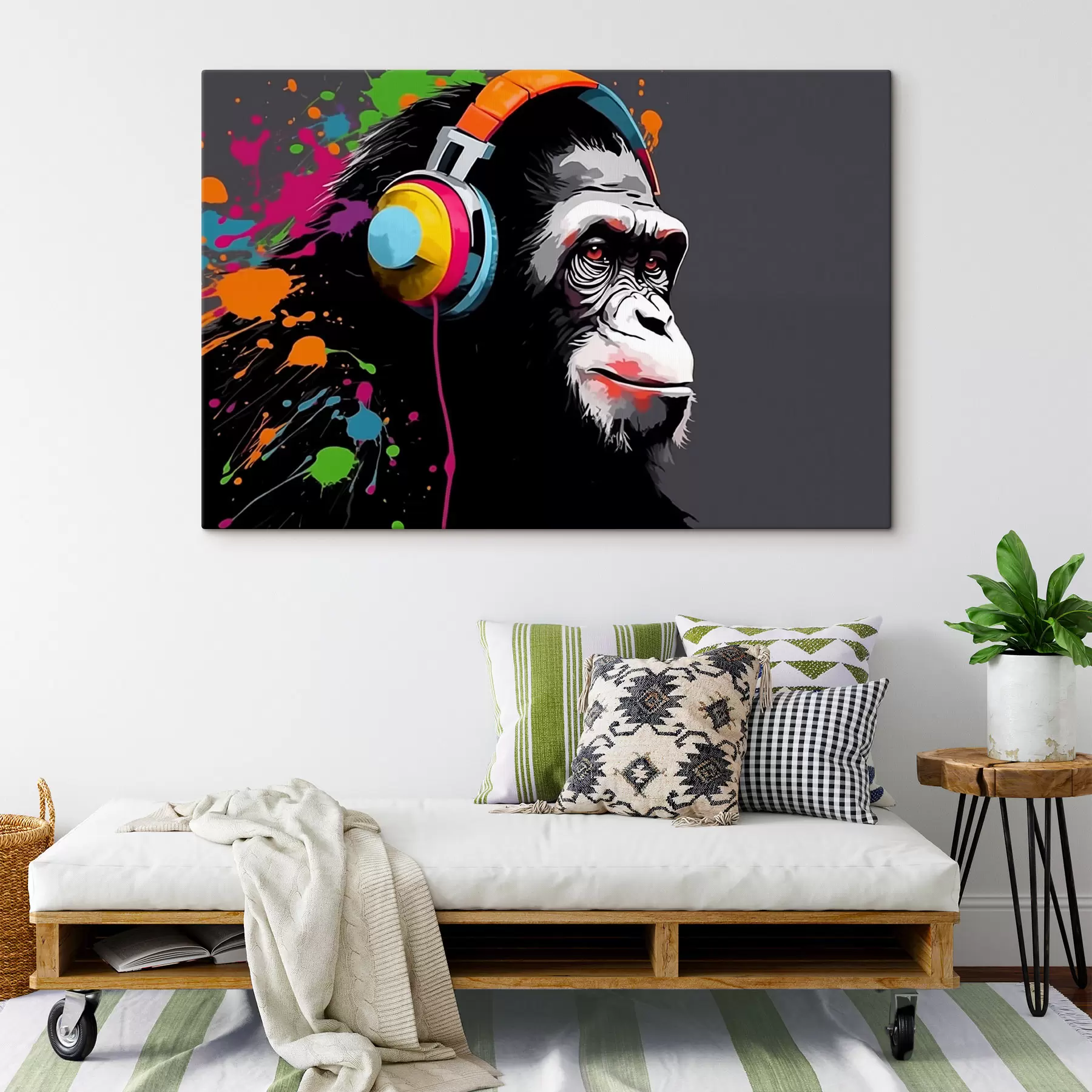 Tablouri Maimuță cu căști s47385