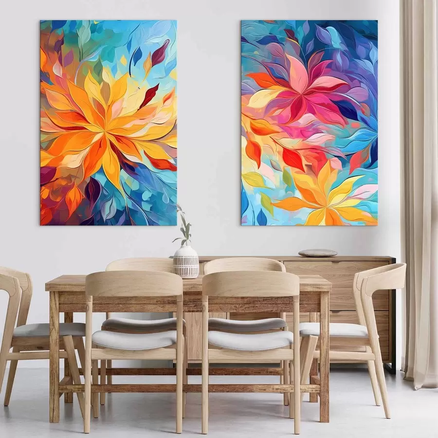 Tablouri Flori abstracte luminoase, imitație de pictură în ulei m01252