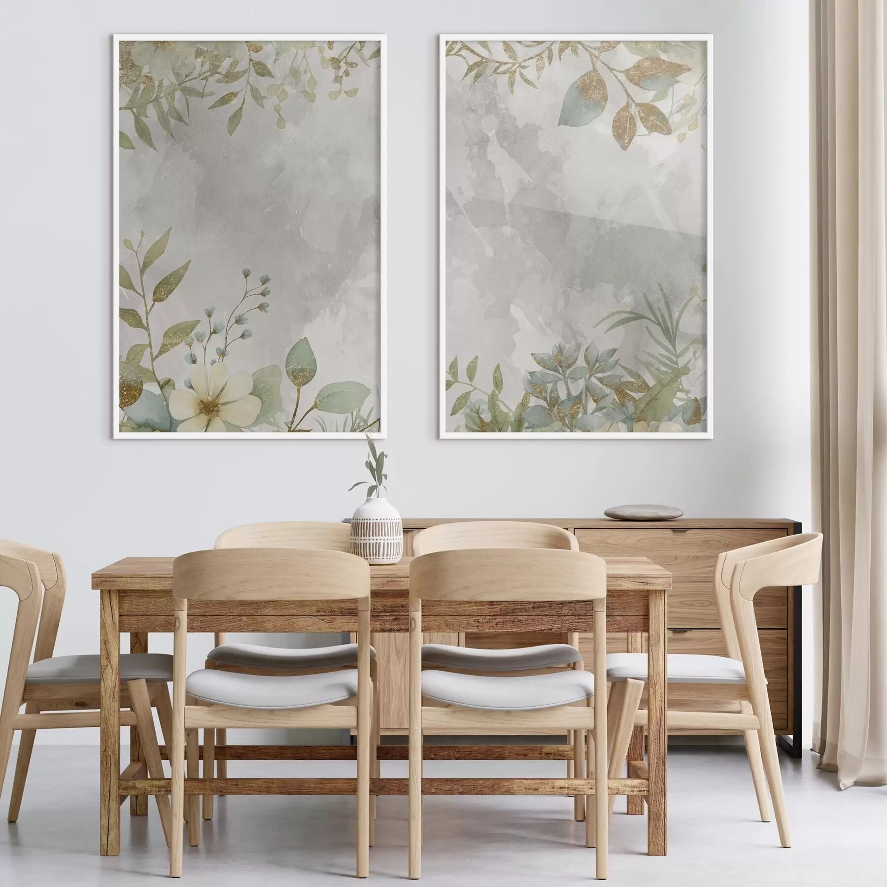 fototapet Plante delicate pe un fundal gri deschis d01070