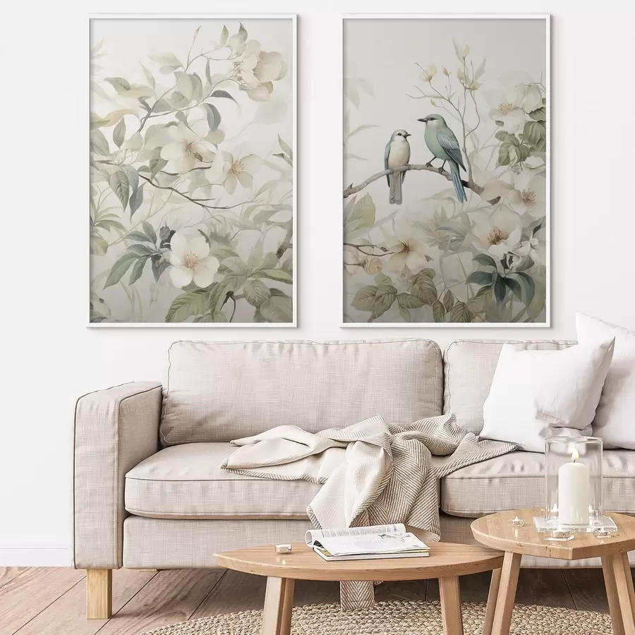 fototapet Două păsări pe crengi d01071