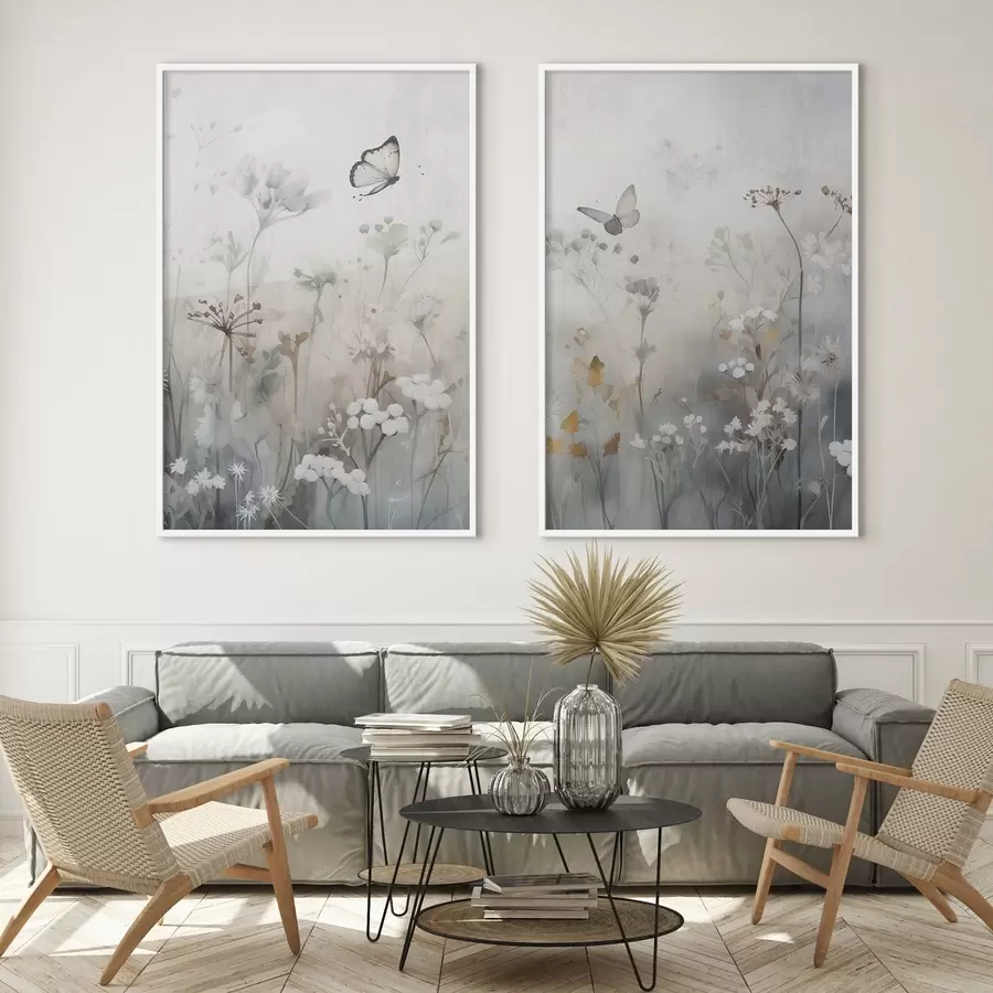 fototapet Fluturi și flori sălbatice d01072