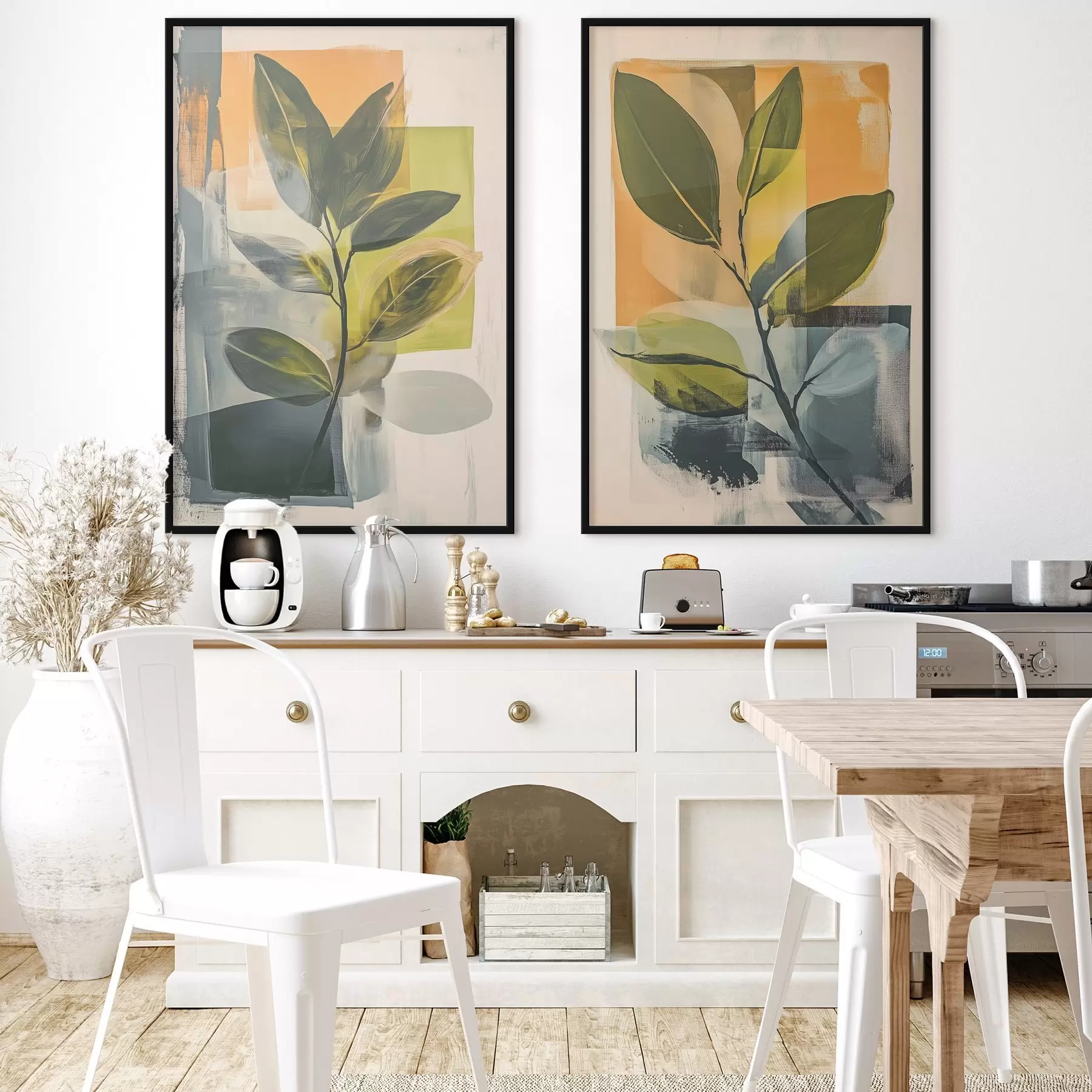 fototapet Ramuri cu frunze pe un fundal abstract d01132