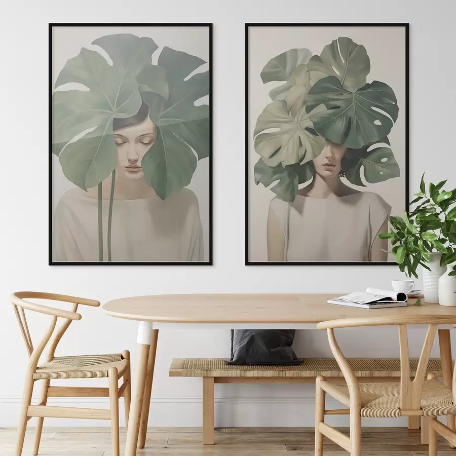 fototapet Fata cu frunze d01185