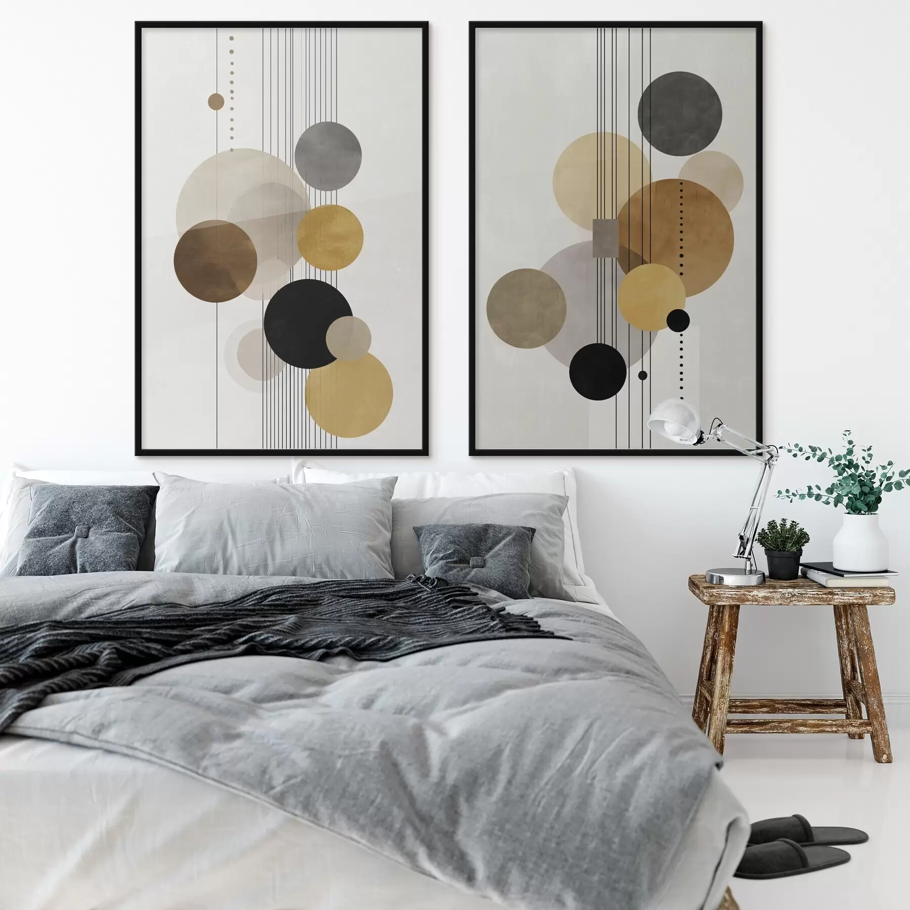 fototapet abstracție cu cercuri și linii în culori calde d01182