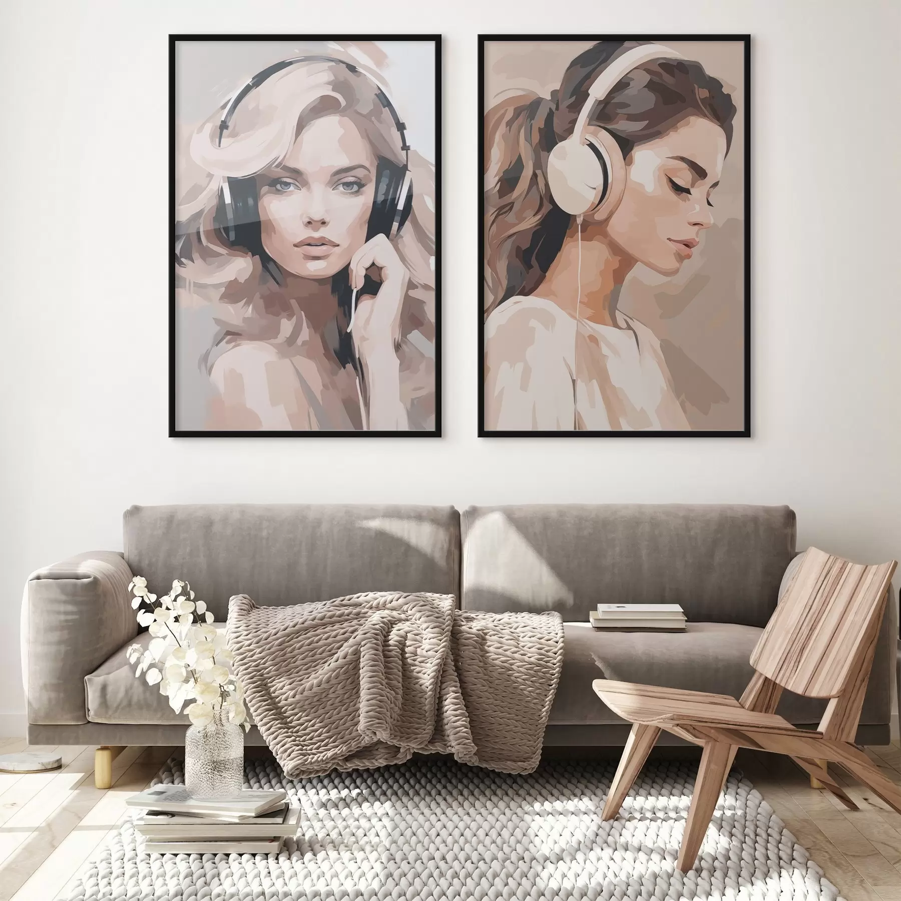 fototapet Portretul unei fete cu căști d01192