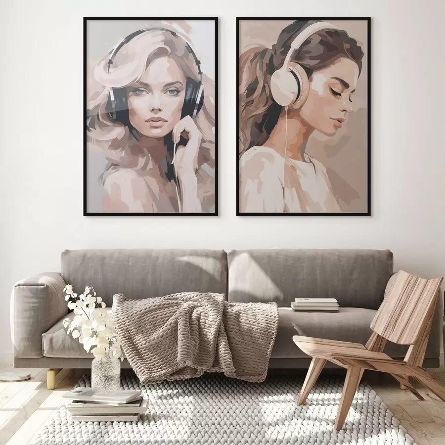 fototapet Portretul unei fete cu căști d01192