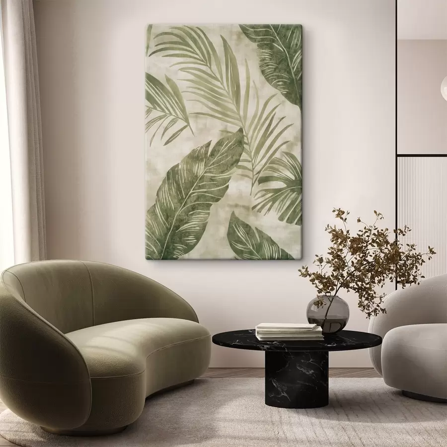 Tablouri Frunze tropicale, imitație de fundal îmbătrânit s47631