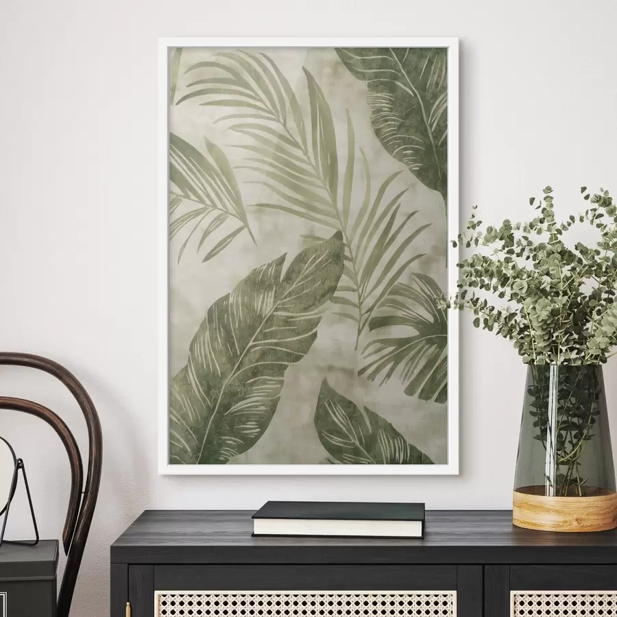 fototapet Frunze tropicale, imitație de fundal îmbătrânit f47631