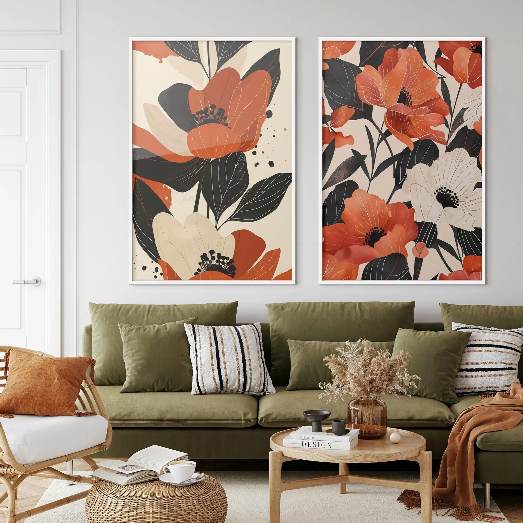 fototapet Compoziție florală în tonuri calde d01228