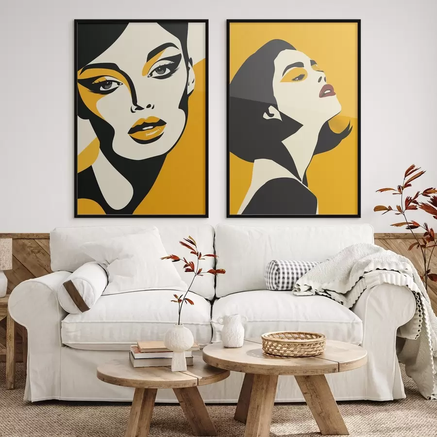 fototapet Portret feminin în tonuri de galben d01229