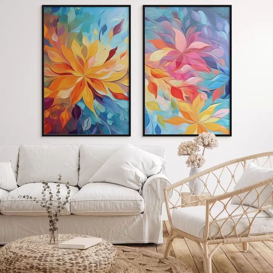 fototapet Flori abstracte luminoase, imitație de pictură în ulei d01252