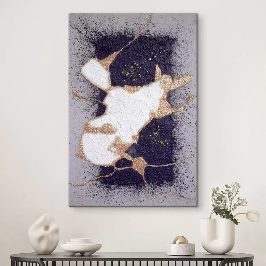 Tablouri Abstract în tonuri de violet și bej, cu efect de textură volumetrică s46952