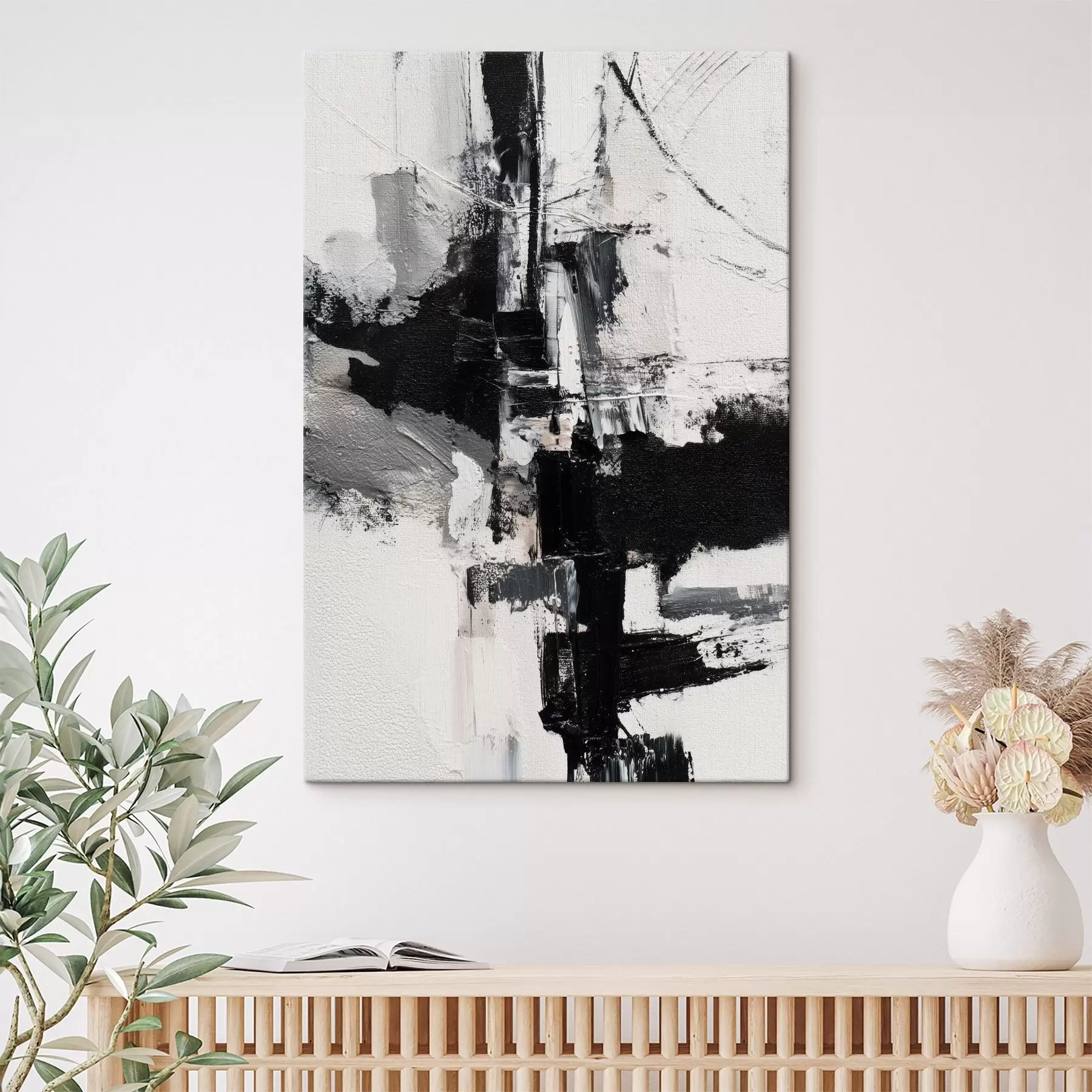 Tablouri Ilustrație texturată cu tușe contrastante de negru și gri în stilul picturii în ulei s47091