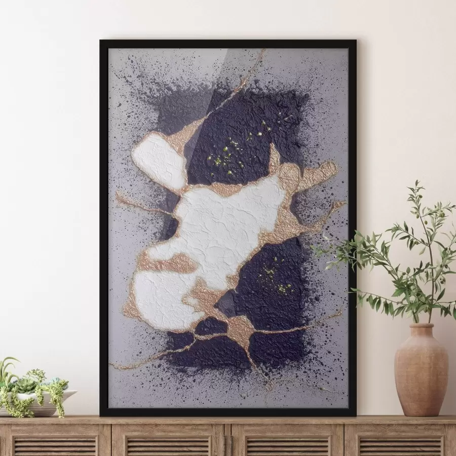 fototapet Abstract în tonuri de violet și bej, cu efect de textură volumetrică f46952