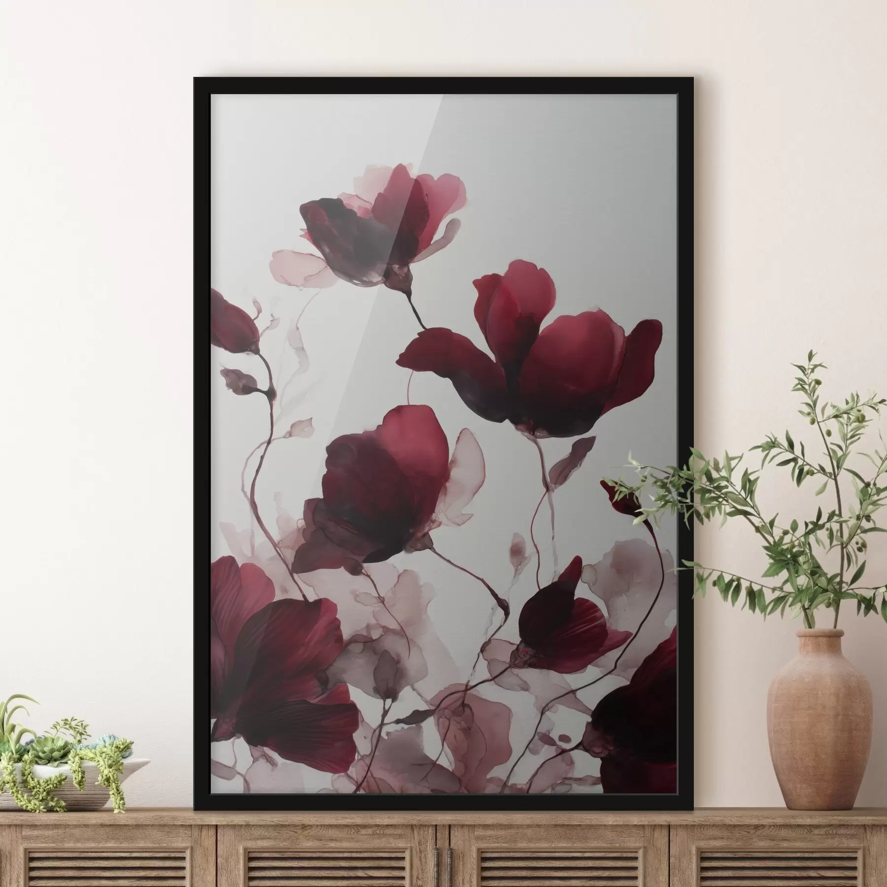 Tablouri Maci delicati cu efect de estompare în stil armonios acuarelă f46962