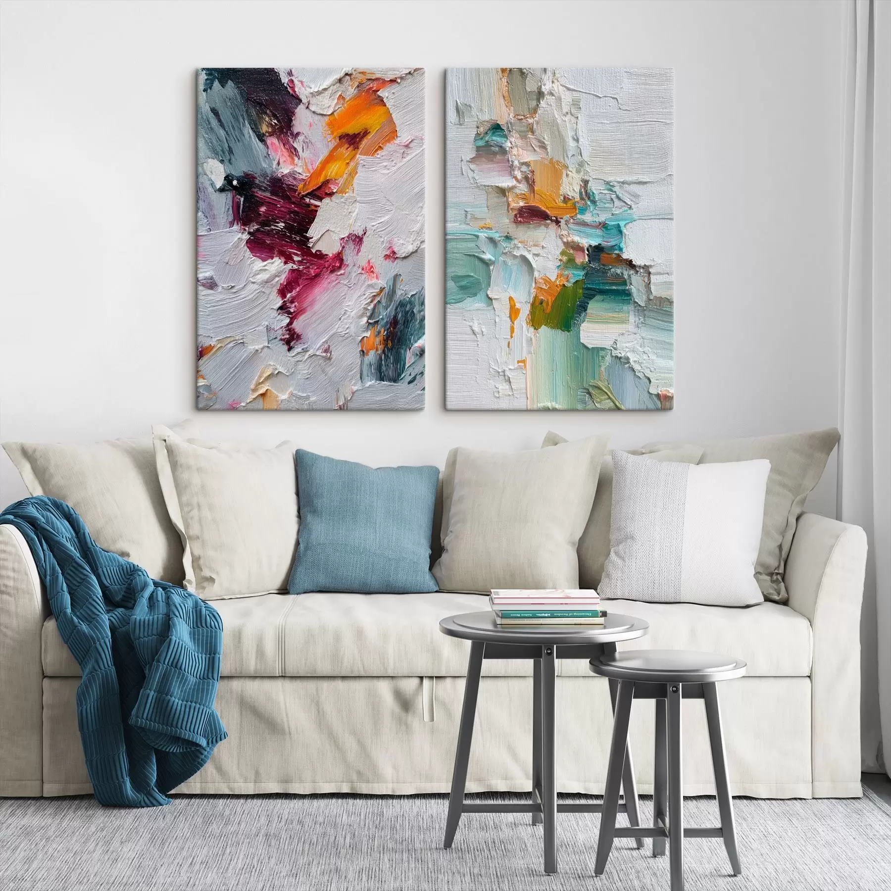 Tablouri Abstract colorat cu tușe grosiere într-un stil modern m01098