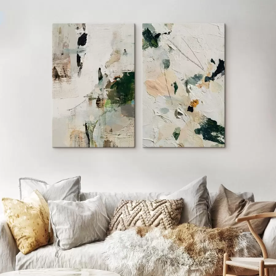 Tablouri Diptic expresiv într-o paletă naturală m01099