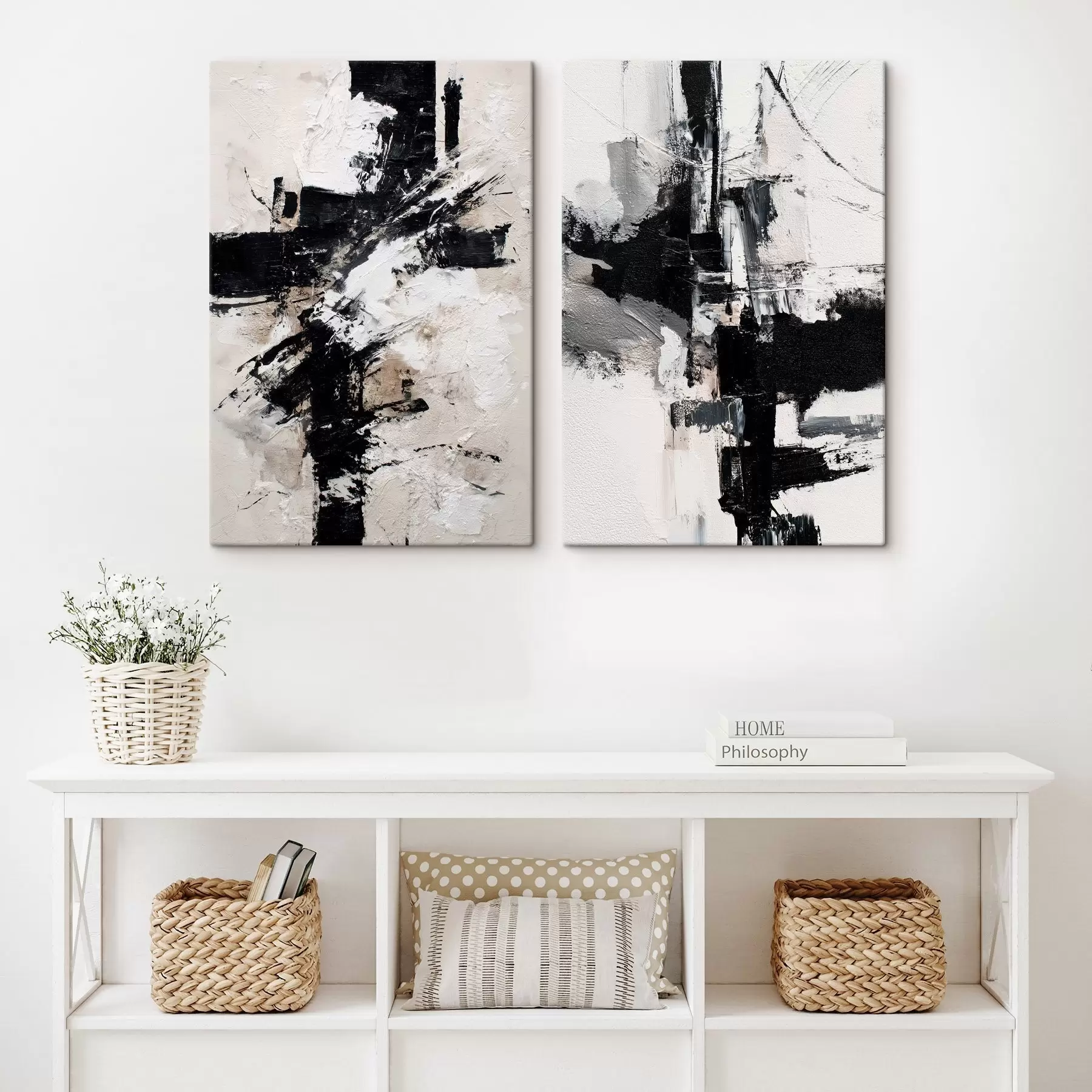 Tablouri Compoziție minimalistă cu accente dinamice și imitație de textură în relief m01151