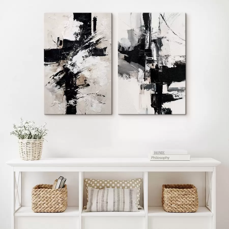 Tablouri Compoziție minimalistă cu accente dinamice și imitație de textură în relief m01151