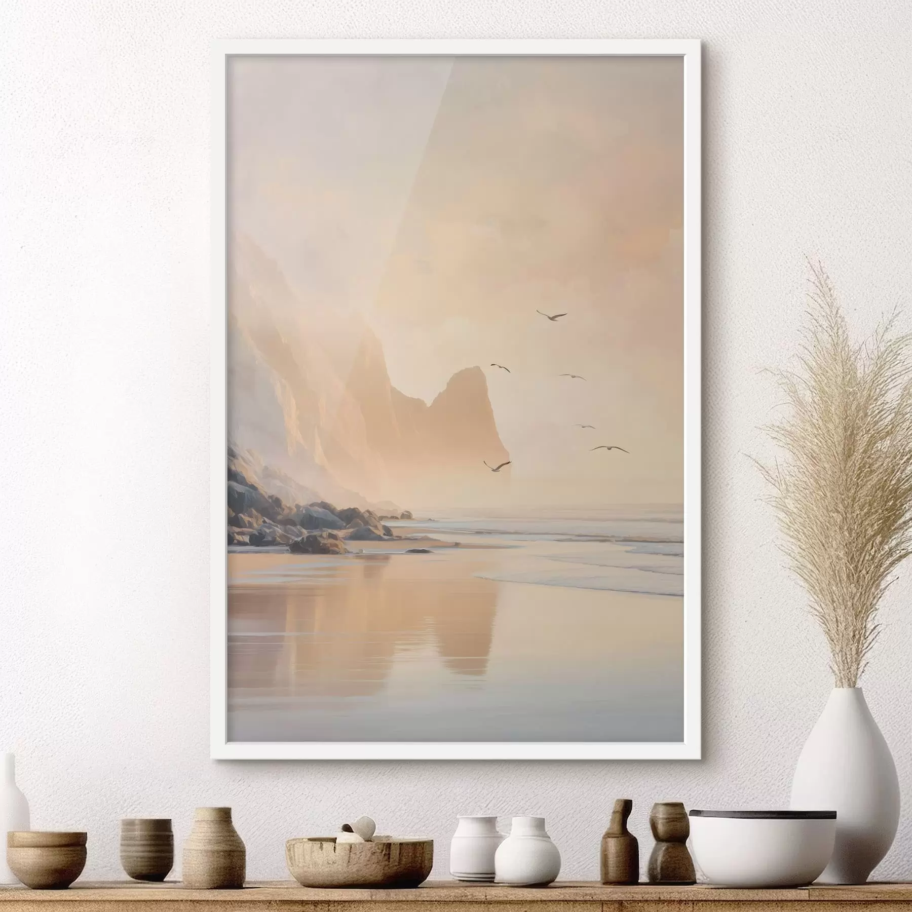 fototapet răsăritul oceanului pe fundalul munților f47689