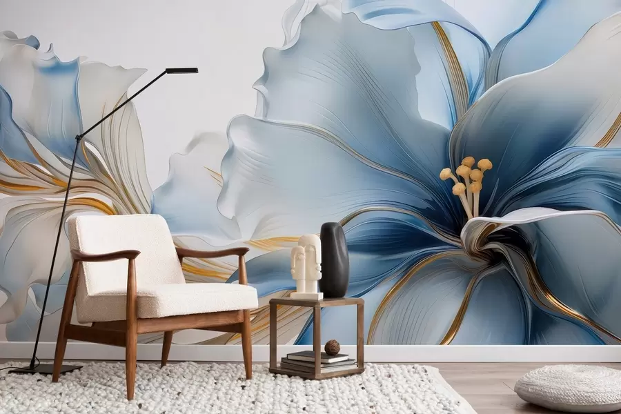 fototapet Floare mare, delicată, de culoare albastră w05006