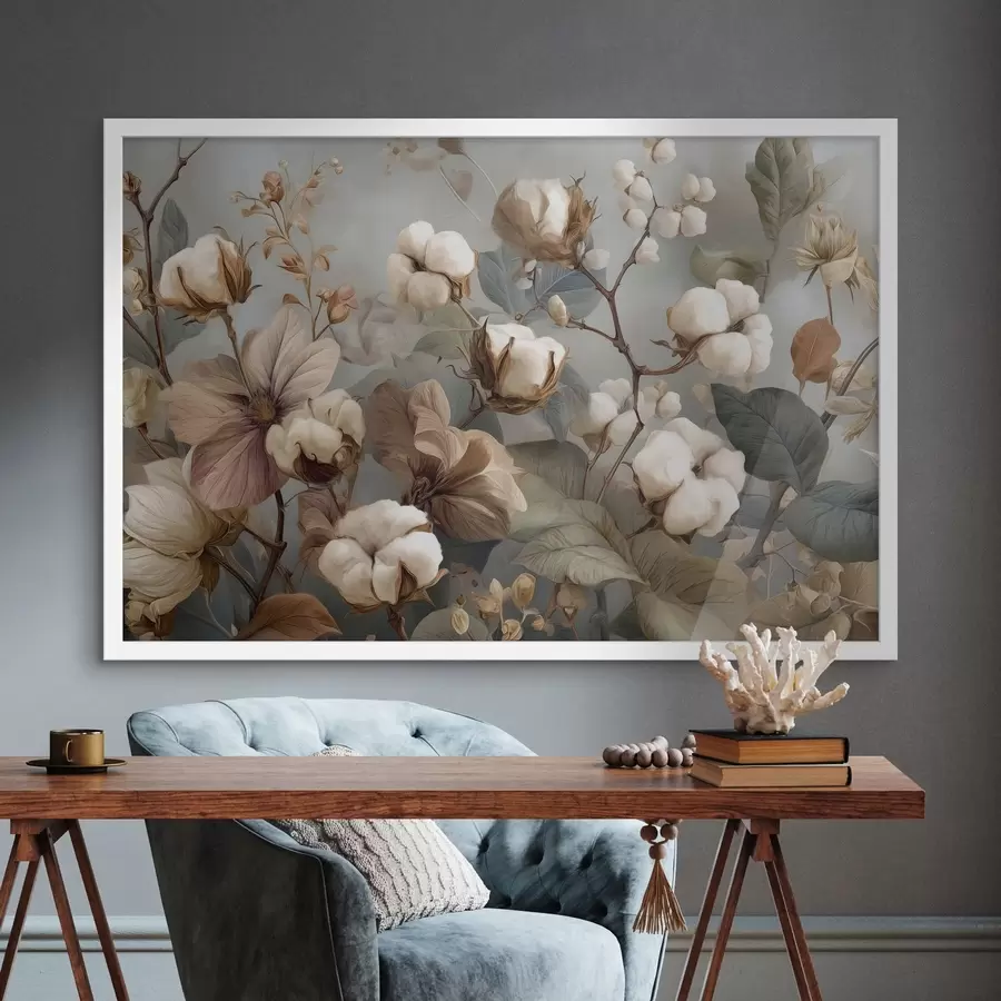 fototapet Varietate de flori și inflorescențe de bumbac f47700