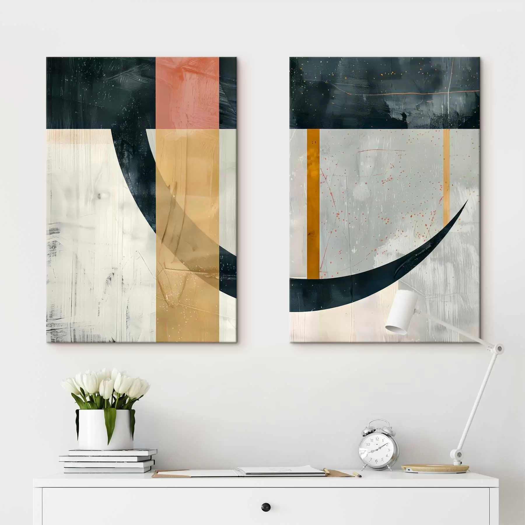 Tablouri Forme geometrice pe un fundal uzat m01285