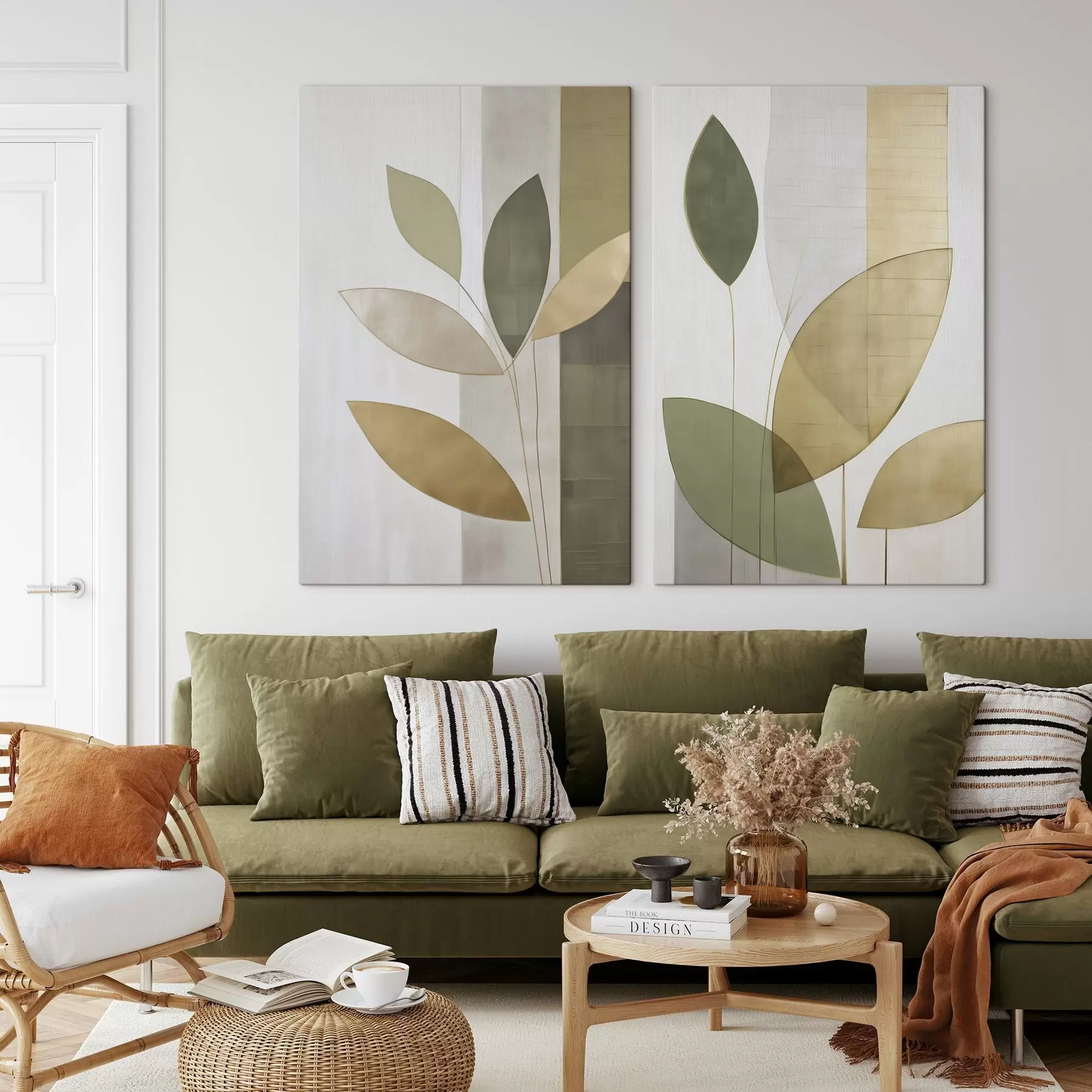 Tablouri Abstracție cu frunze m01291