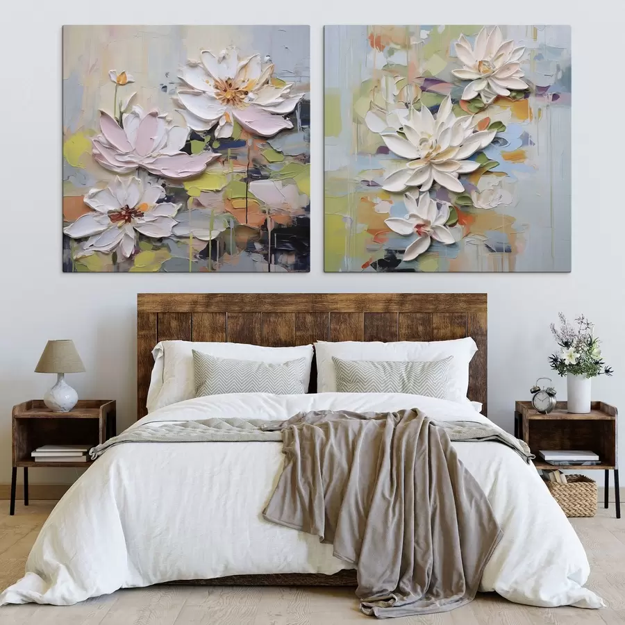 Tablouri Flori de lotus abstracte, pictură imitație m01295