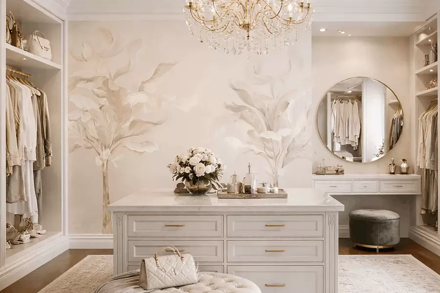 fototapet Plante decorative aerisite în tonuri calde, cremoase w05126