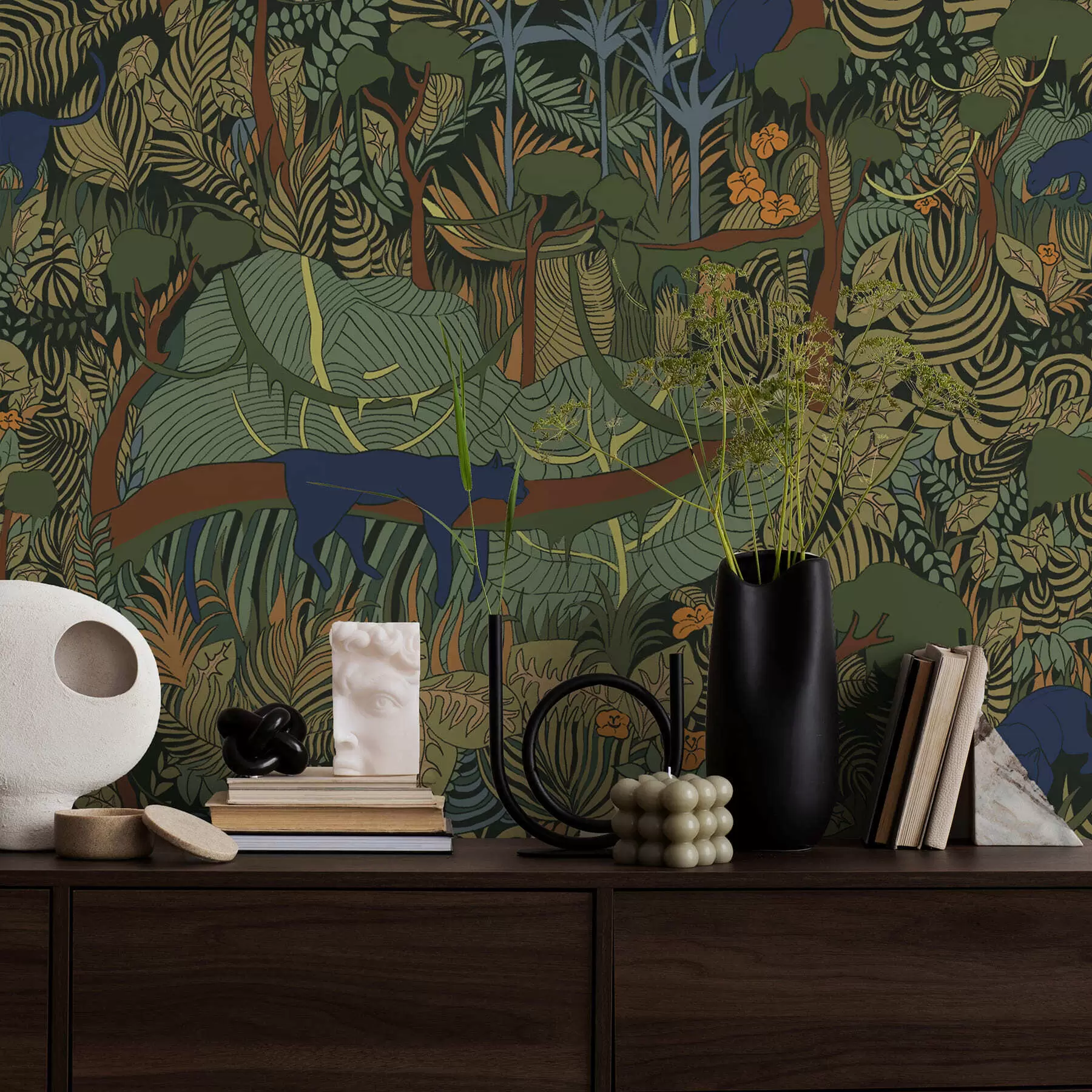 fototapet Pădure întunecată cu animale a01108v1