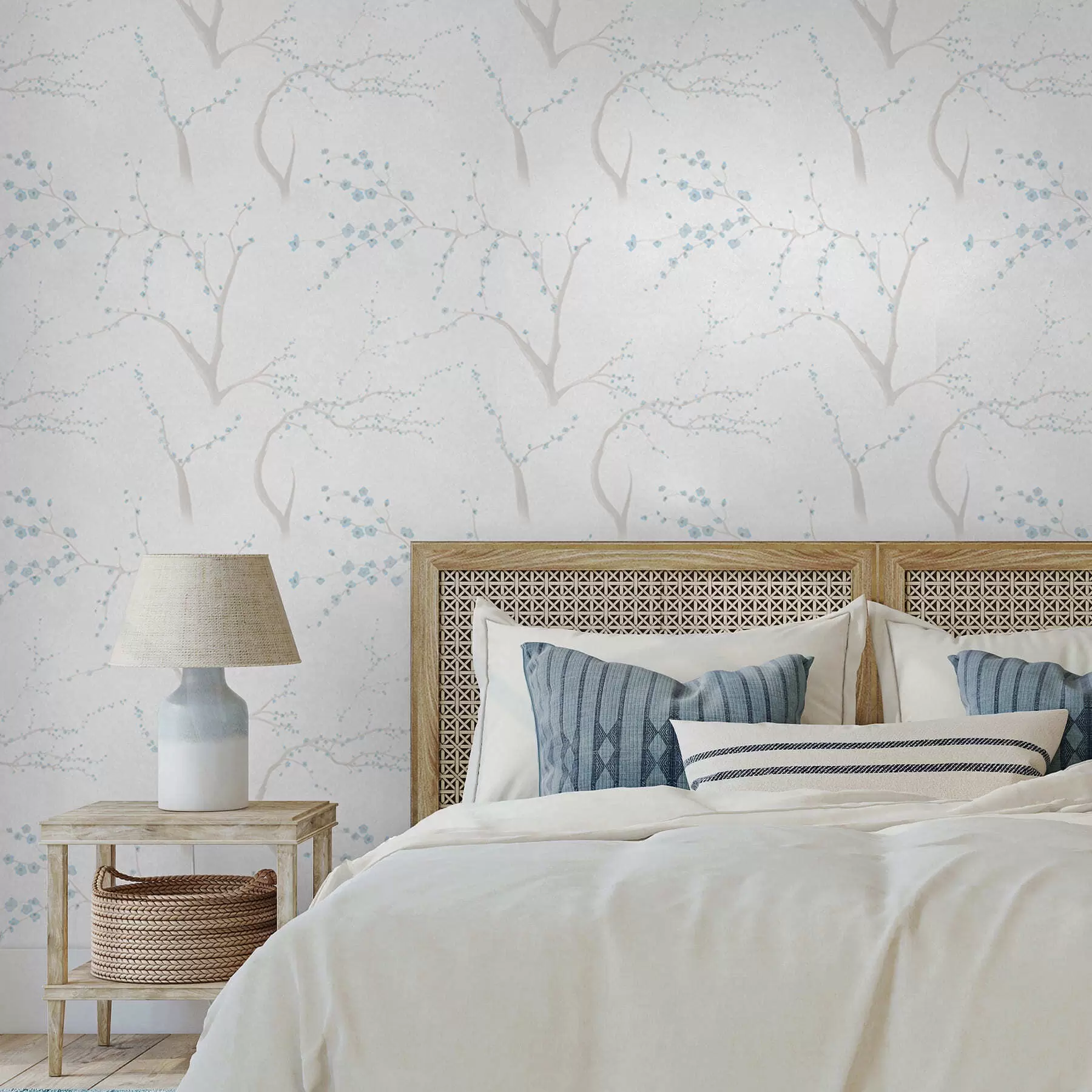 fototapet Ramuri ușoare cu flori albastre a01111