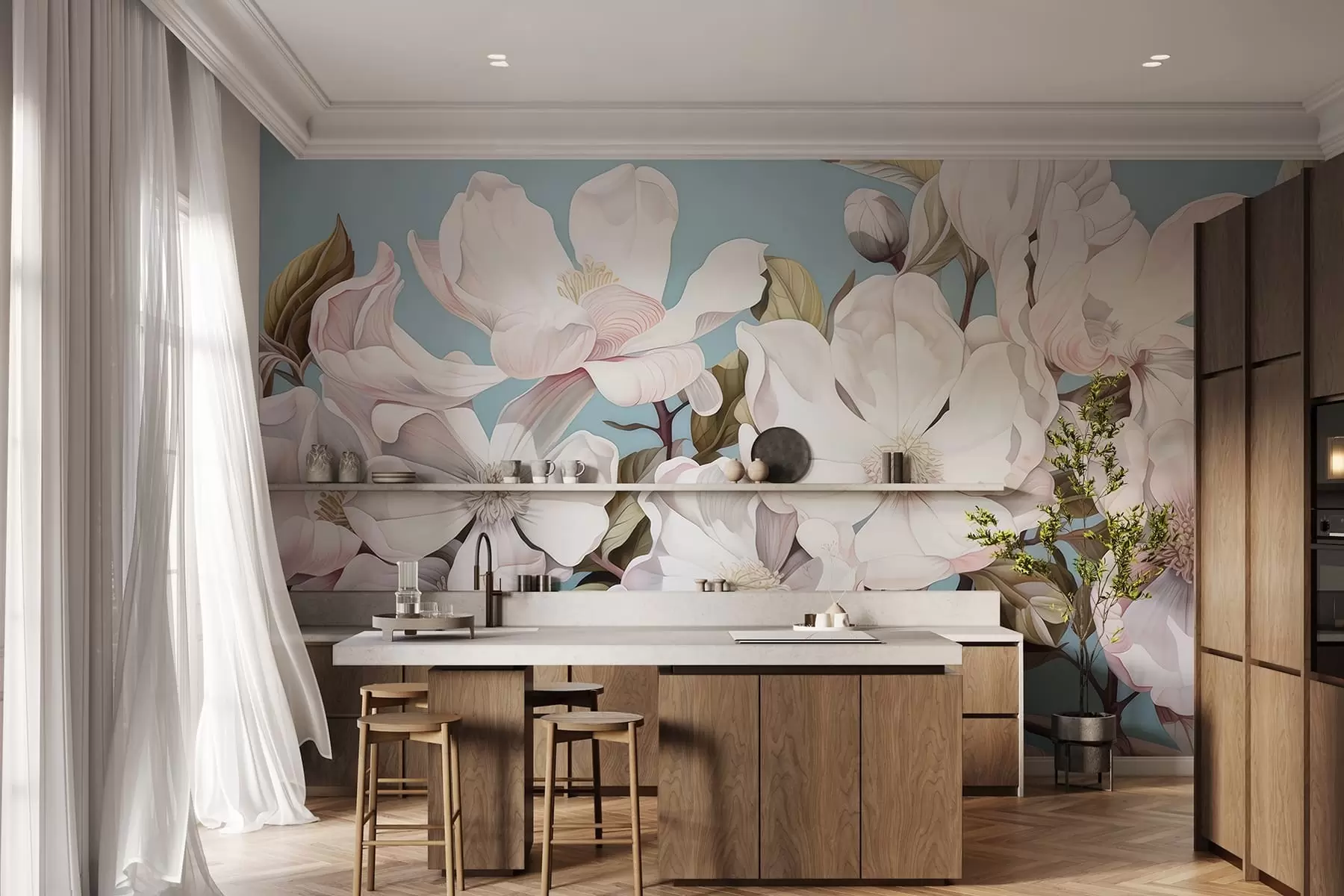 fototapet Flori luxuriante pe o ramură de copac w05178