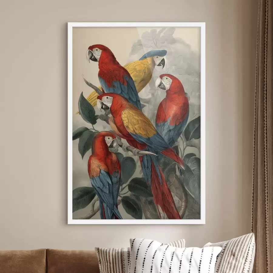 fototapet Papagali vintage f47730