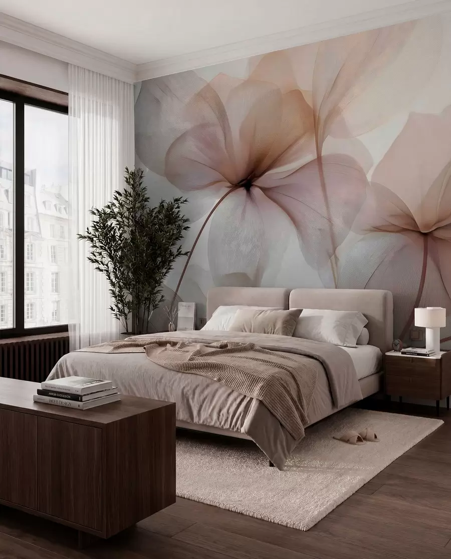 fototapet flori semi-transparente cu nervuri w05070