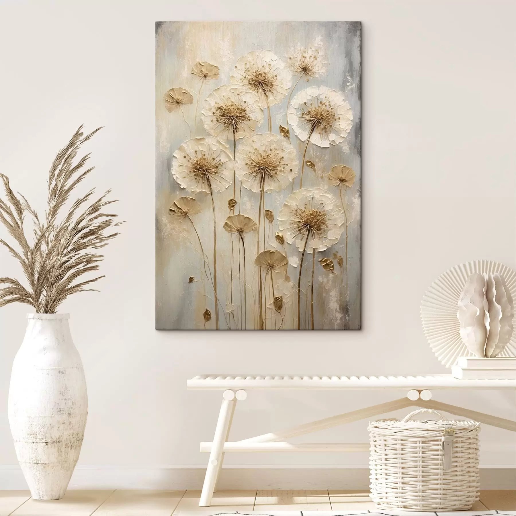 Tablouri Flori înalte de culoare crem pe un fundal deschis s47282