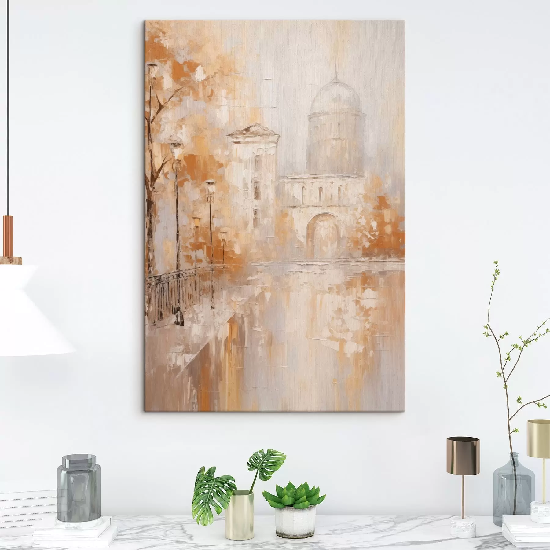 Tablouri Peisaj urban cu un arc în nuanțe calde s47303