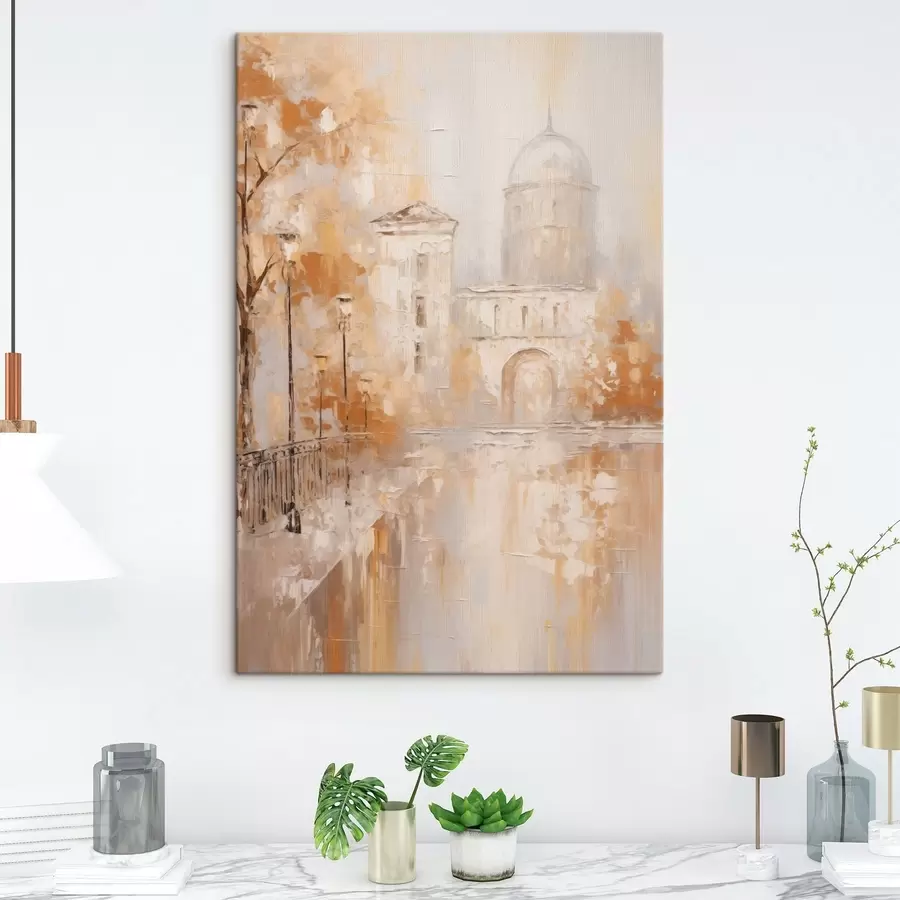 Tablouri Peisaj urban cu un arc în nuanțe calde s47303