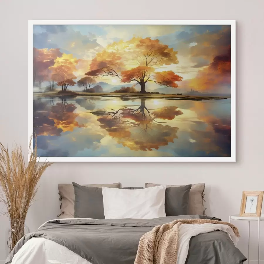 fototapet Copaci vii reflectați în apă f47287