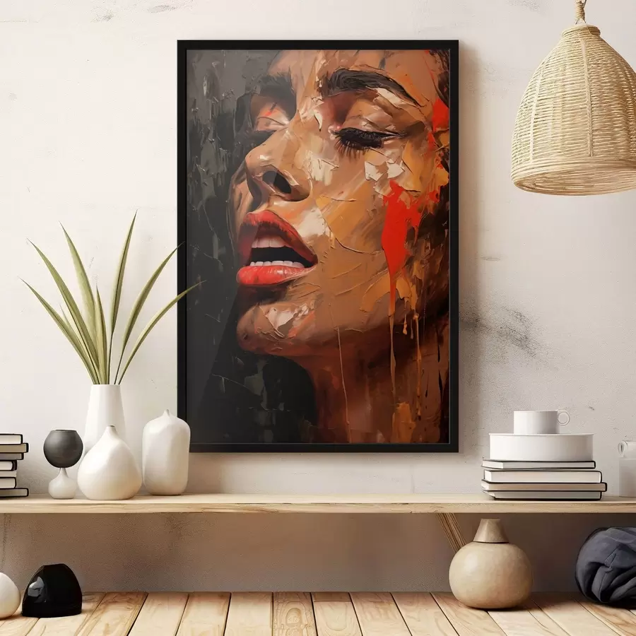 fototapet Portret feminin în tușe calde și tonuri roșii f47294