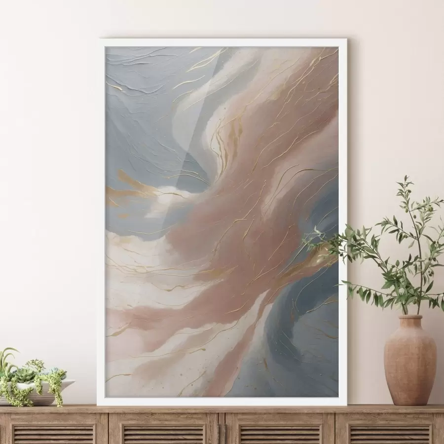 fototapet Valuri abstracte în nuanțe delicate de albastru și roz f47753