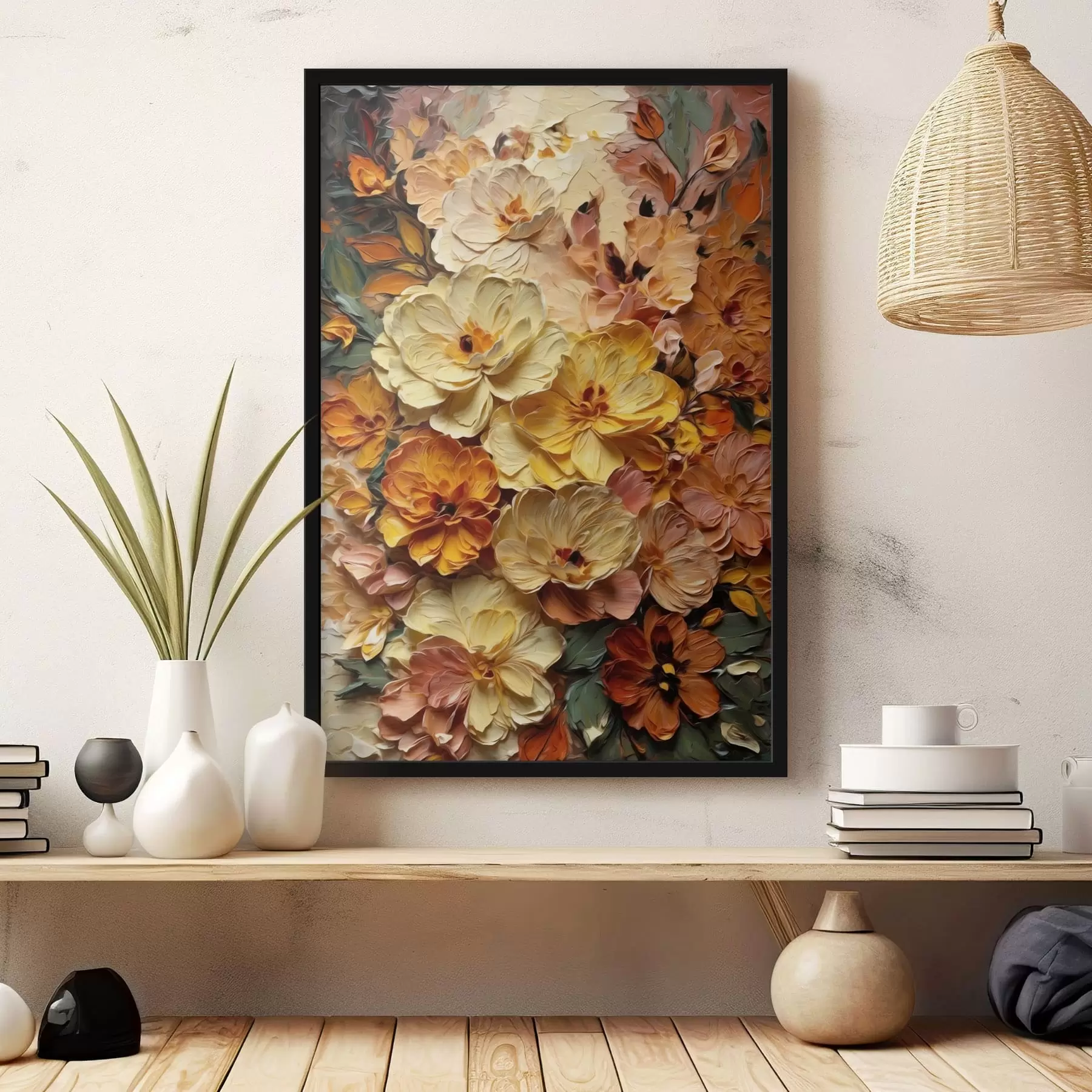 fototapet Compoziție luxuriantă de flori vibrante în nuanțe calde f47760