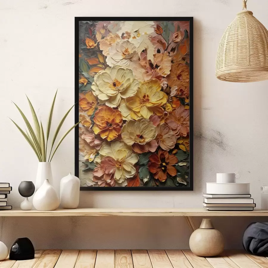 fototapet Compoziție luxuriantă de flori vibrante în nuanțe calde f47760