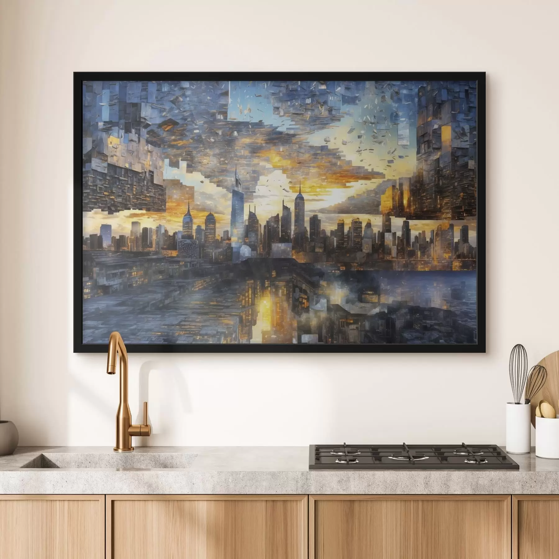 fototapet Peisaj urban fantastic cu un cer fragmentat f47768