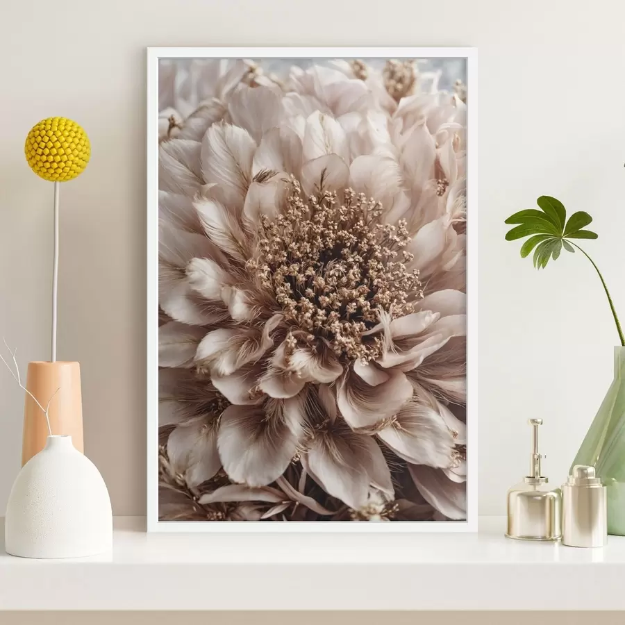 fototapet Prim-plan al unei flori palide cu petale bogat texturate f47769