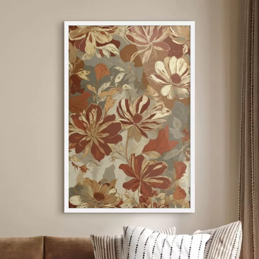 fototapet Model floral în nuanțe calde de ruginiu și crem f47770